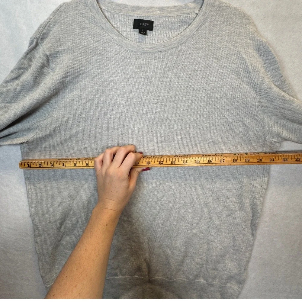 J. Crew Mens Large Gray Cotton Cashmere Blend Crewneck Sweater Heathered Knit